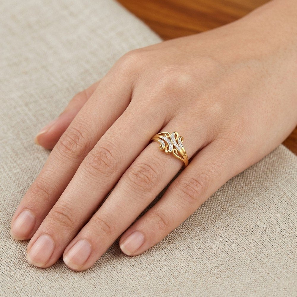 Gold & Diamond Cluster Ring For Women KRB10157