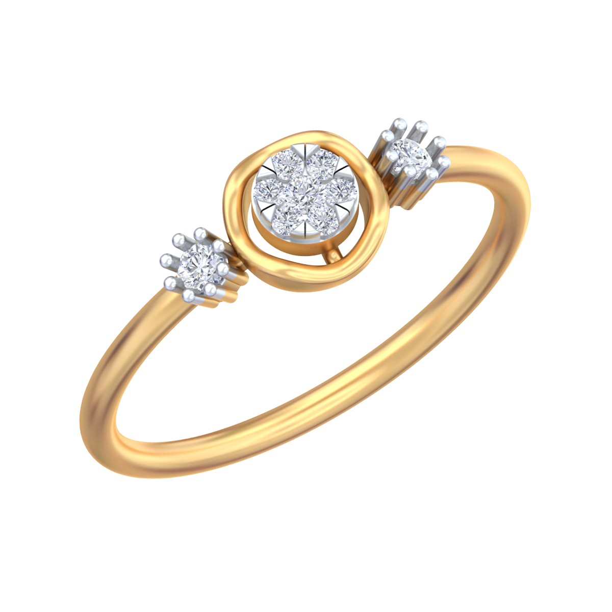 Gold & Diamond Halo Ring For Women KRC10713