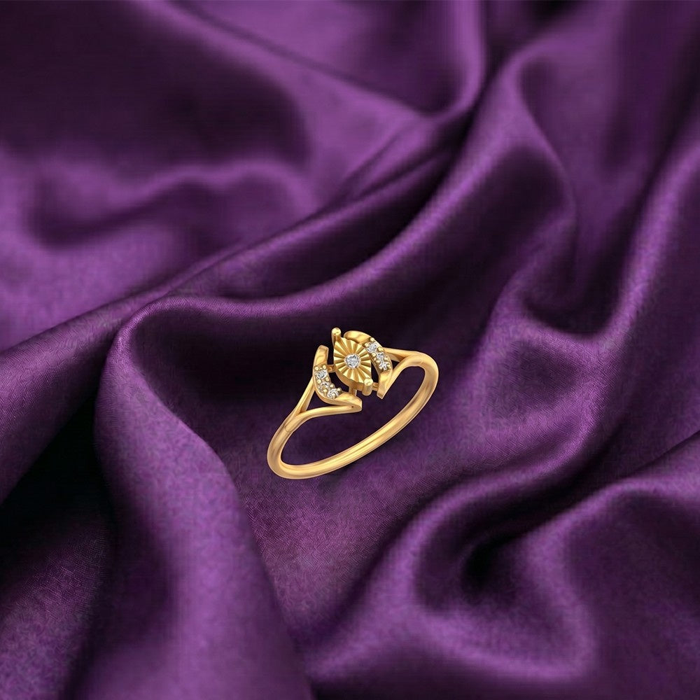 Gold & Diamond Dailywear Ring For Women KRC10711