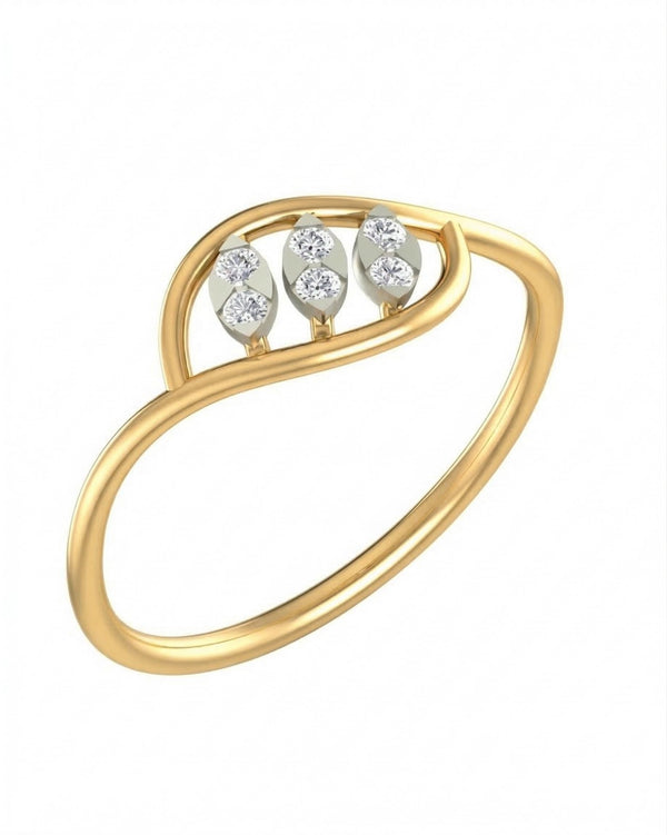 Gold & Diamond Lightweight Ring For Women KRB10167