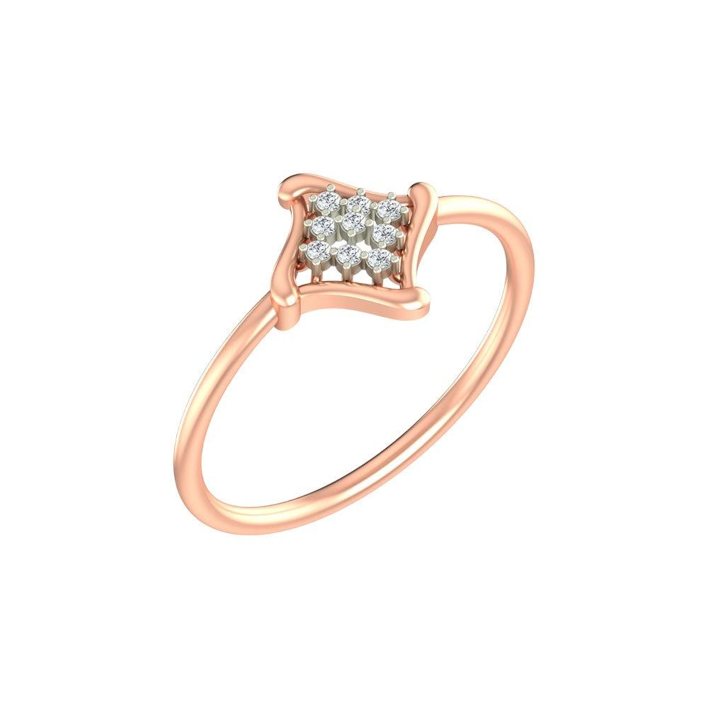 Rose gold and diamond with cluster setting on a white background.