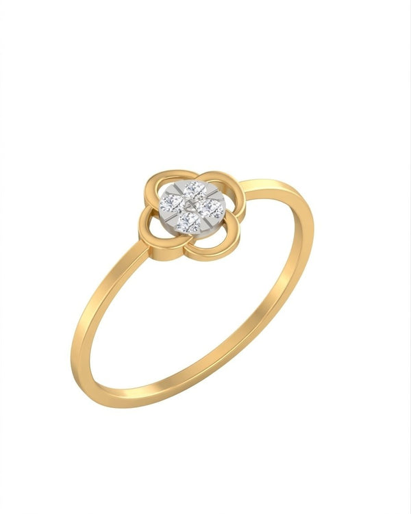 Gold & Diamond Floral Ring For Women KRB10200