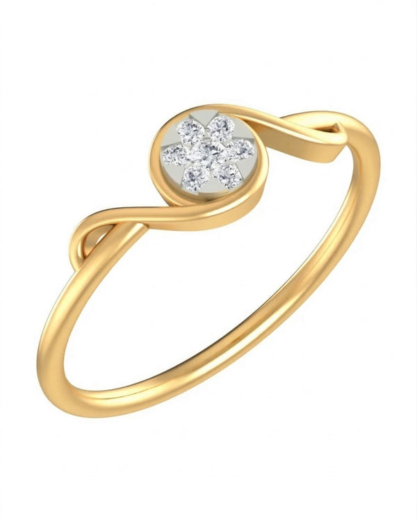 Gold & Diamond Cluster Ring For Women KRB10254