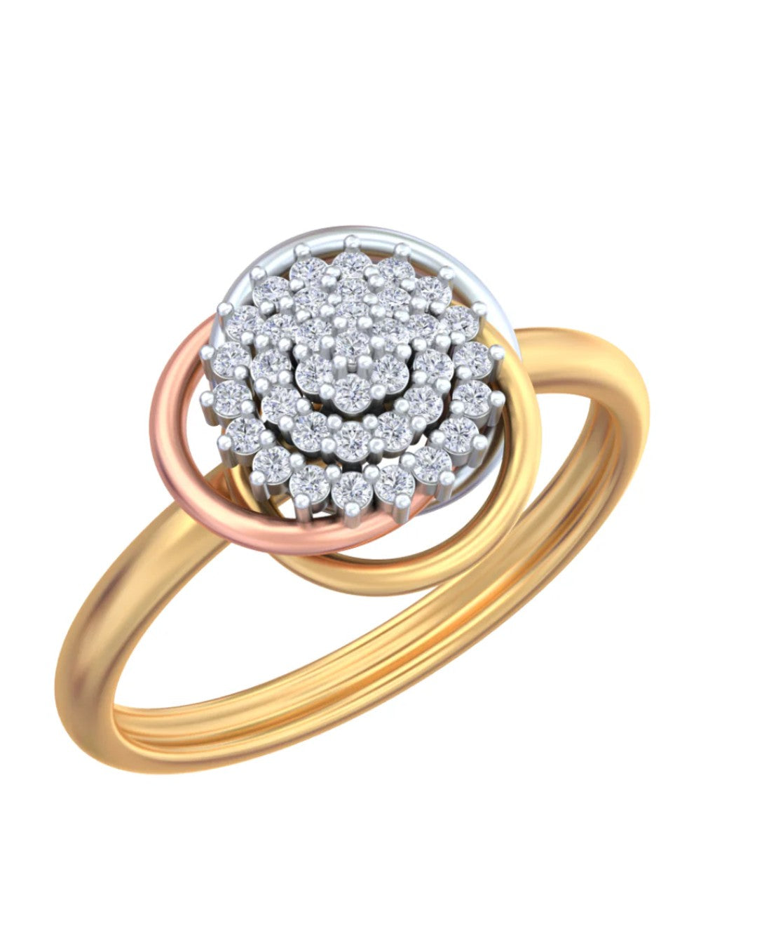 Yellow gold and diamond with floral design on a white background.