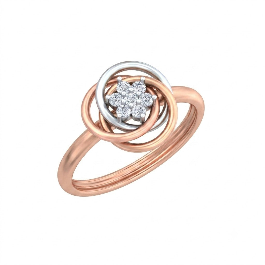 Rose gold and diamond with floral design on a white background.