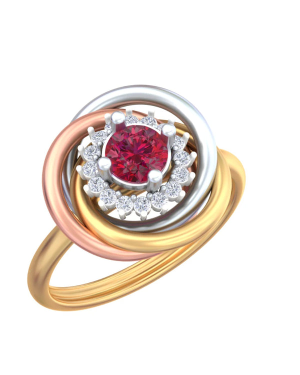 Gold & Diamond Gemstone Ring For Women KRB10322