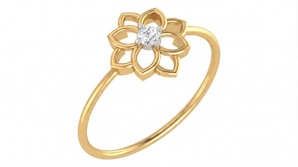 Gold & Diamond Floral Ring For Women KRB10342