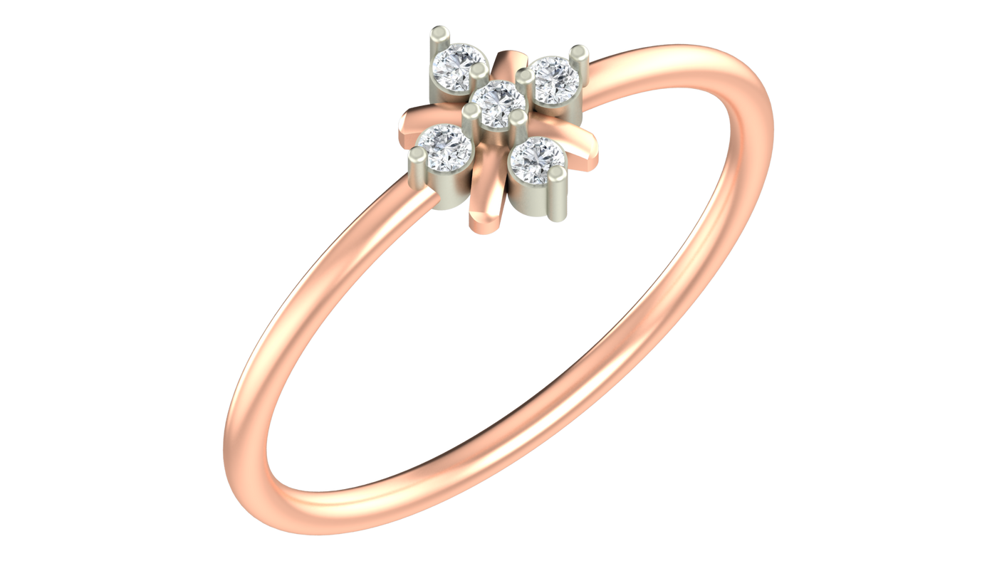 Gold & Diamond Floral Ring For Women KRC10823