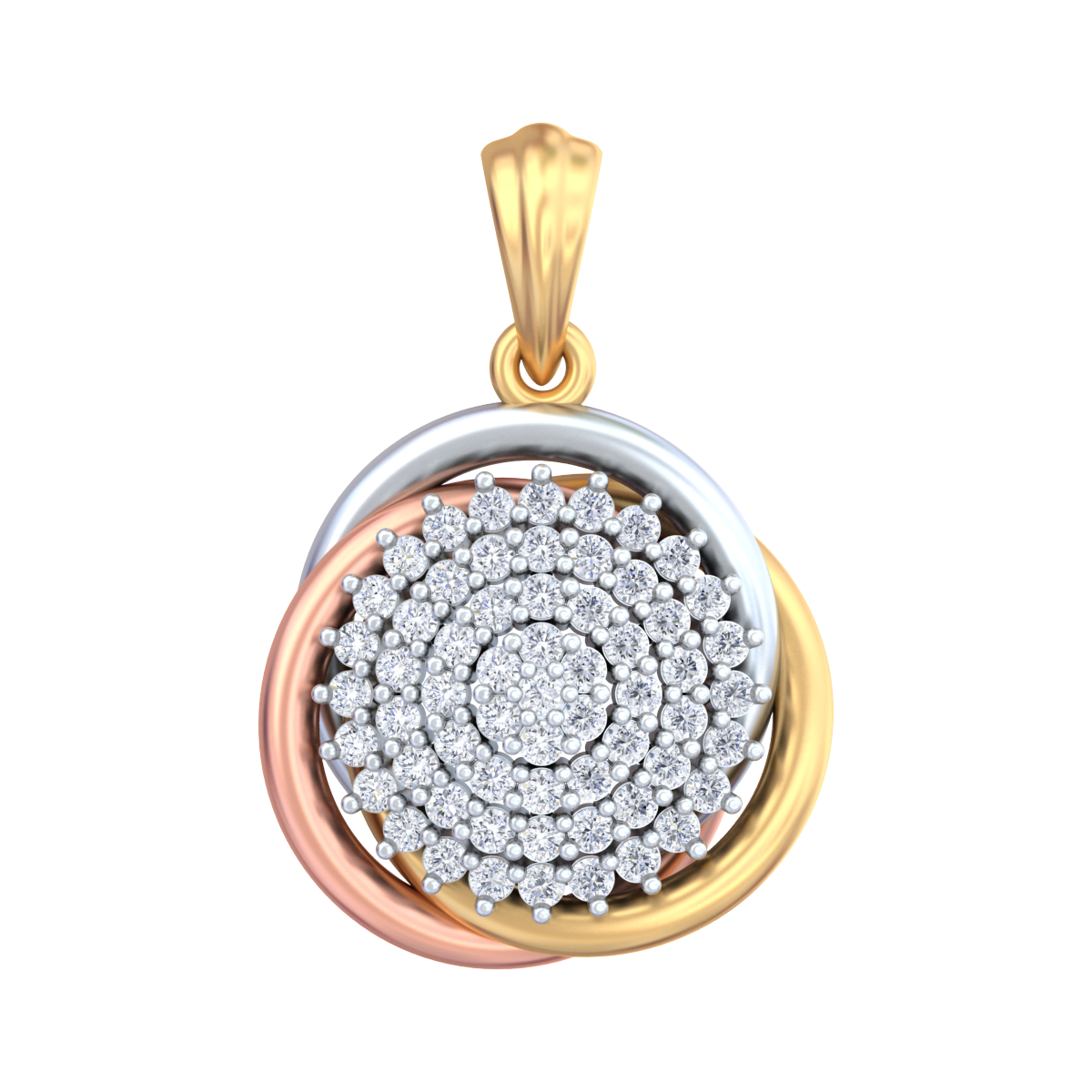 Gold & Diamond Floral Pendant Set KRC40747