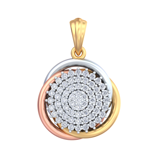 18K Gold & Diamond Floral Pendant Set KRB40001P