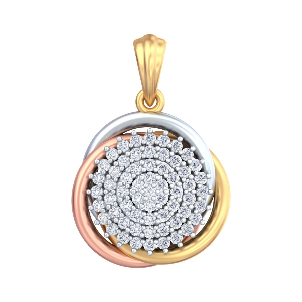 Gold & Diamond Floral Pendant Set KRC40747