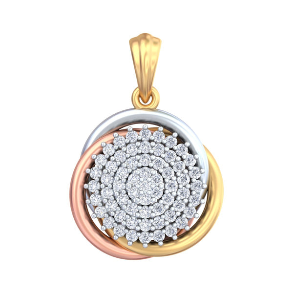 Gold & Diamond Floral Pendant Set KRC40747