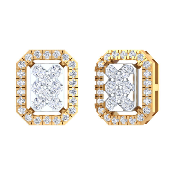 Gold & Diamond Square Women Stud Earring KRC30277