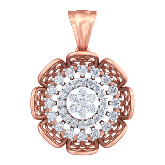 18K Gold & Diamond Floral Pendant Set KRB40045P