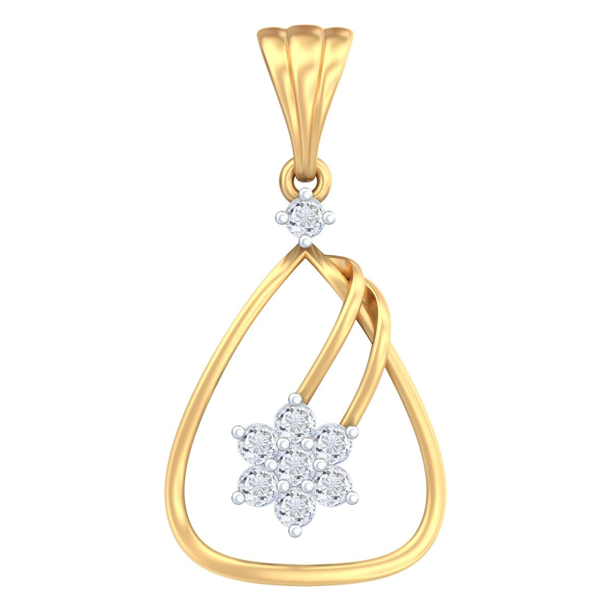 Yellow Gold pendant with diamond accents on a white background