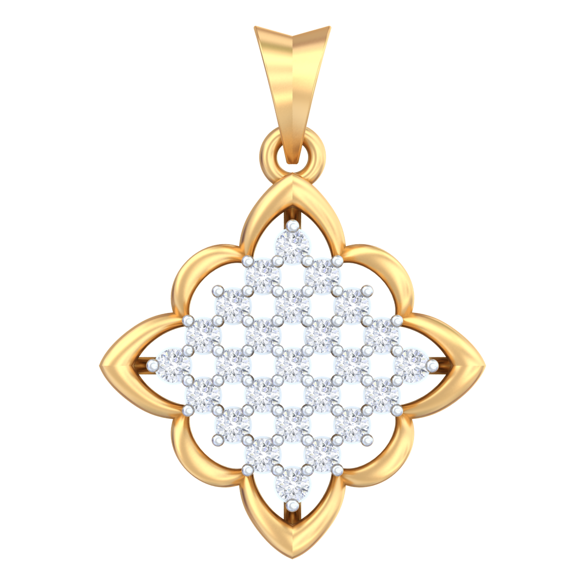 Gold & Diamond Floral Pendant Set KRC40698
