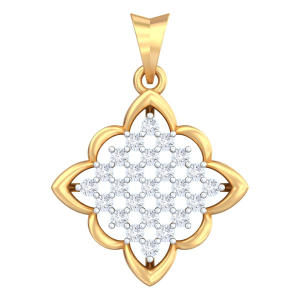 Gold & Diamond Floral Pendant Set KRC40698