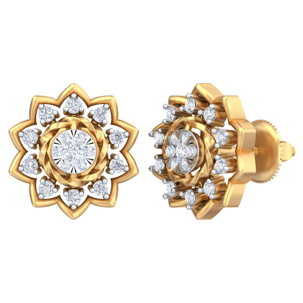 Gold & Diamond Floral Women Stud Earring KRC40666E