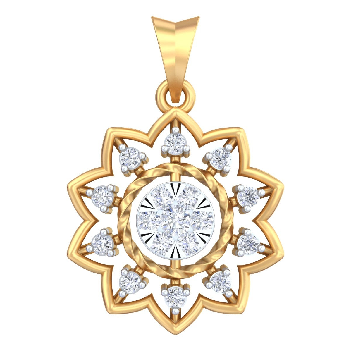 Yellow Gold and diamond pendant for women 
