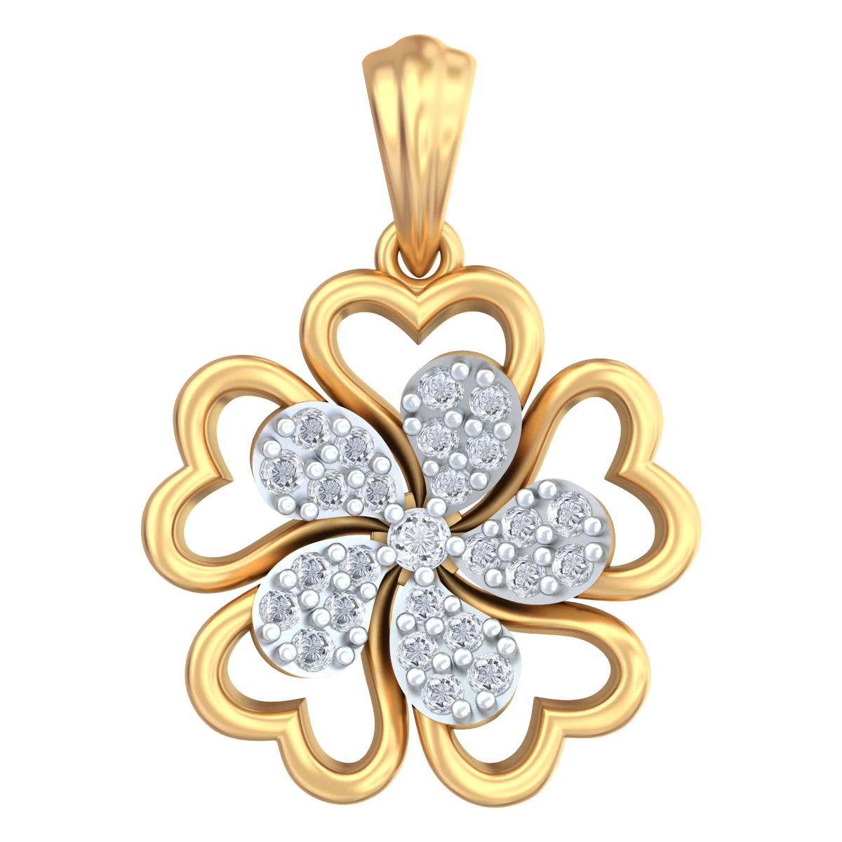 Gold & Diamond Floral Pendant Set KRC40680