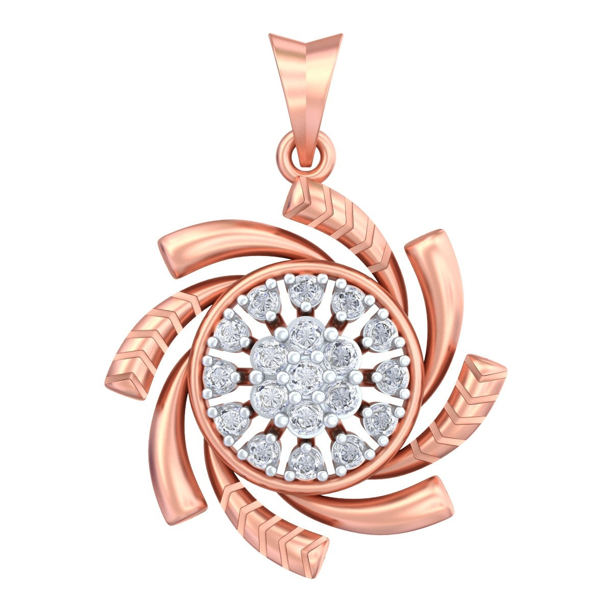 Rose gold and diamond Pendant on white background