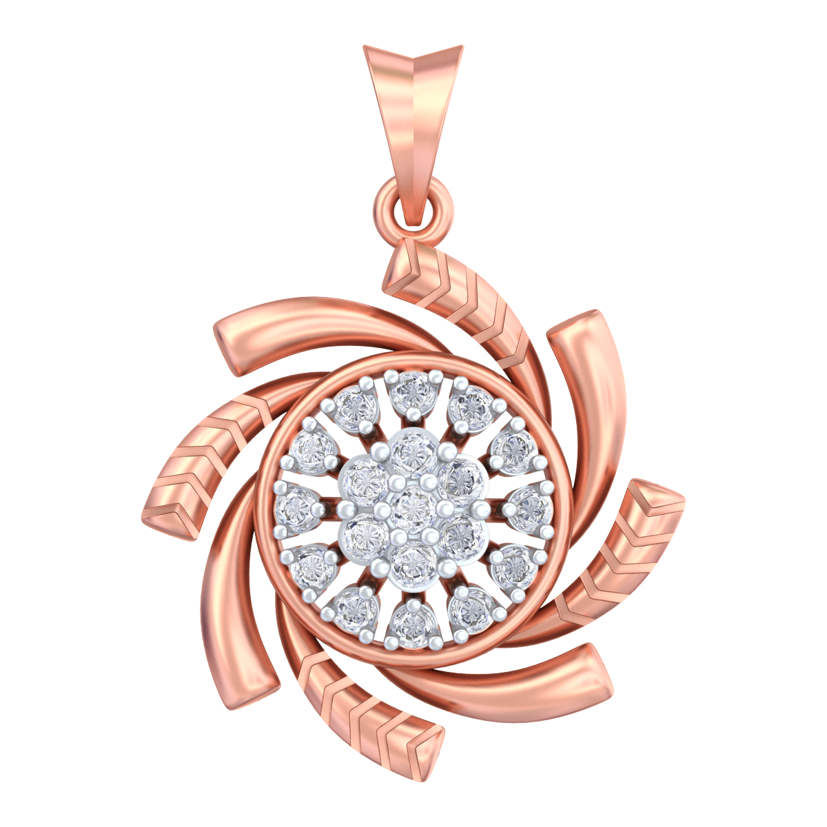Elegant Gold & Diamond Floral Pendant Set KRC40668