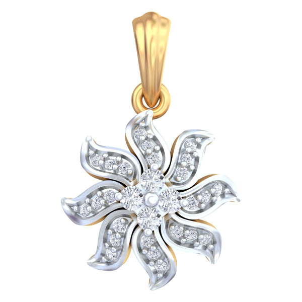 Gold & Diamond Floral Pendant Set KRC40695