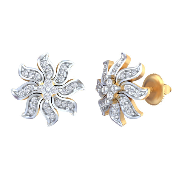 Gold & Diamond Floral Women Stud Earring KRC40695E