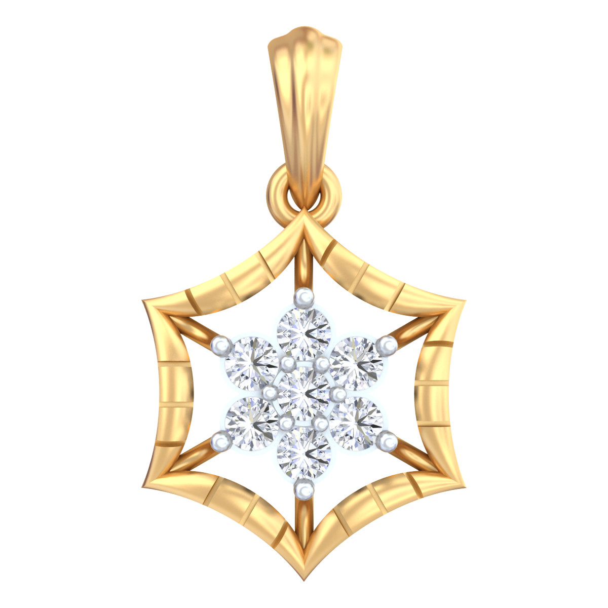 Gold & Diamond Floral Pendant Set KRC40704