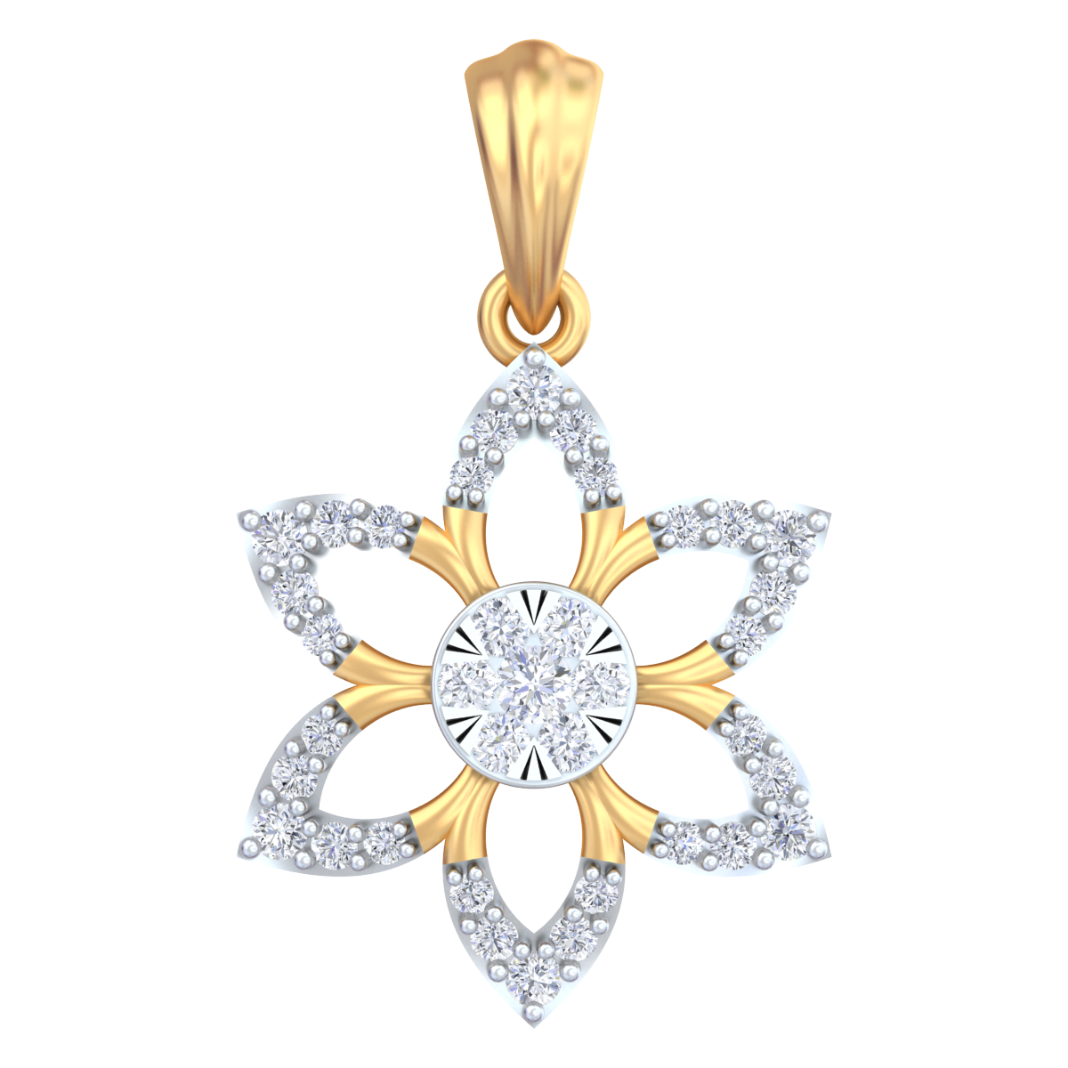 Gold & Diamond Floral Pendant Set KRC40676