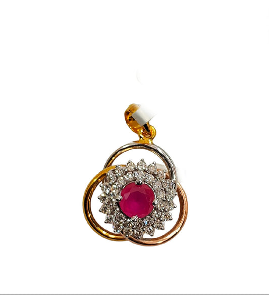 18K Gold & Diamond Floral Pendant Set KRB40206P