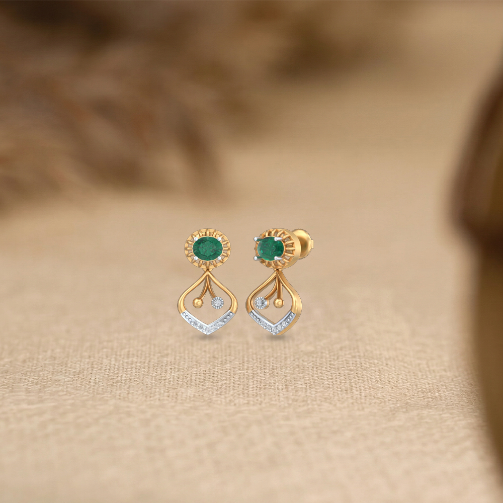 Gold & Diamond Women Gemstone Earring KRC60043E