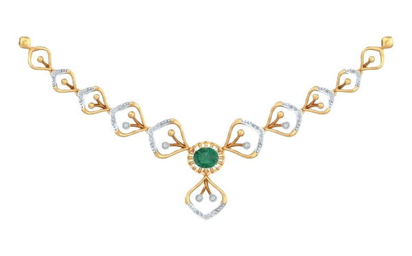 Gold & Diamond Women Gemstone Necklace Set KRC60043N