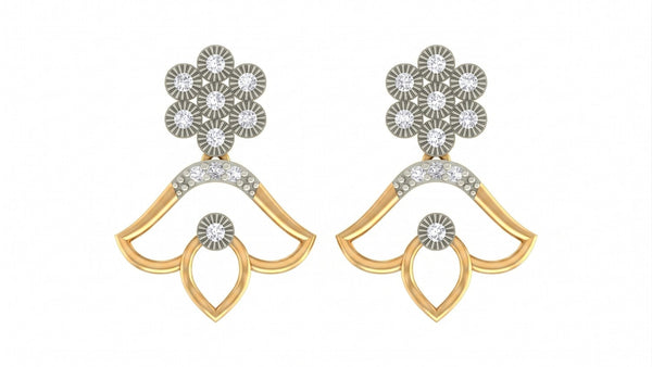 Gold & Diamond Floral Women Drop Earring KRC60025E