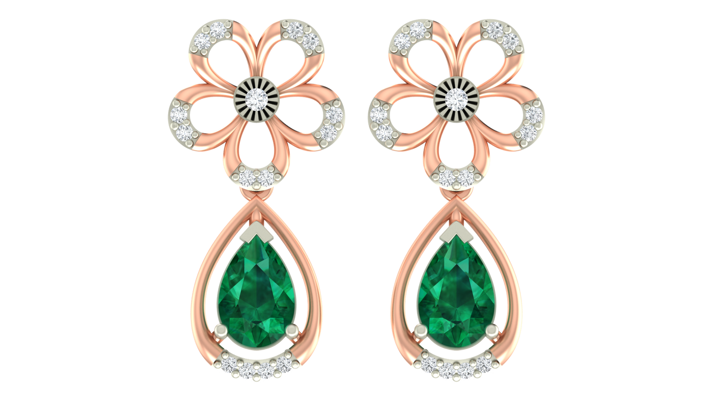 Gemstone Rose Gold Diamond Earring | under 40k 