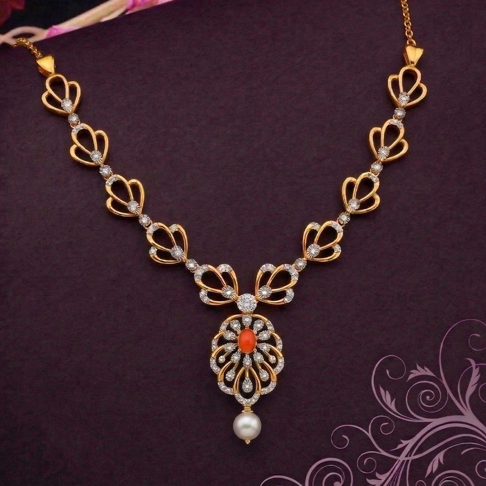 Gold & Diamond Gemstone Necklace Set KRC60049