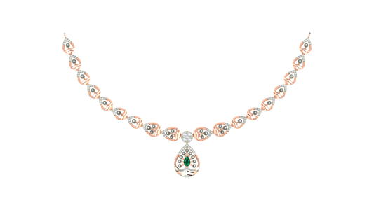 14K Gold & Diamond Gemstone Necklace Set KRB44119NR-A