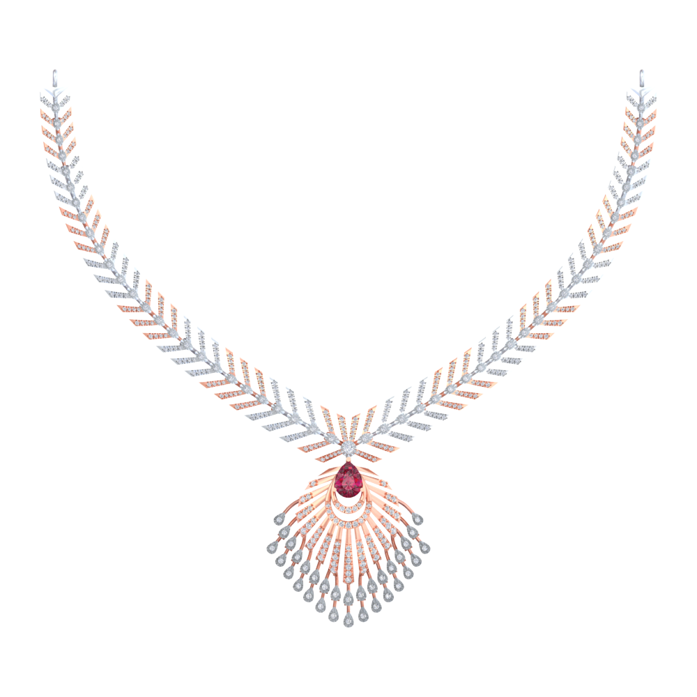 Gold & Diamond Gemstone Necklace Set KRC60162