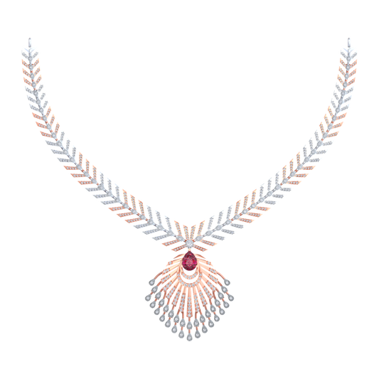 14K Gold & Diamond Gemstone Necklace Set KRB44186NR