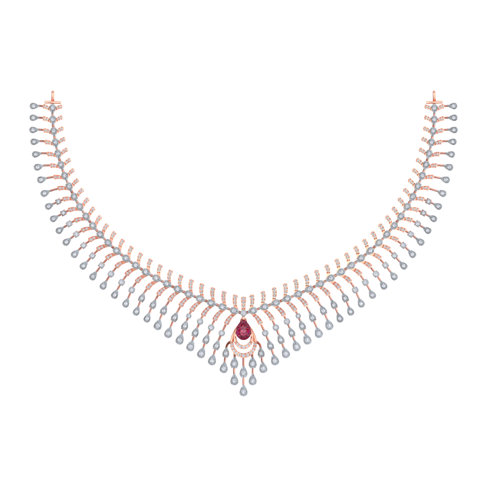 Gold & Diamond Gemstone Necklace Set KRC60164