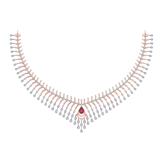 14K Gold & Diamond Gemstone Necklace Set KRB44187NR