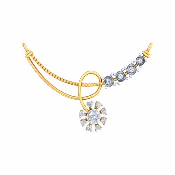 Gold & Diamond Floral Mangalsutra For Women KRC50085