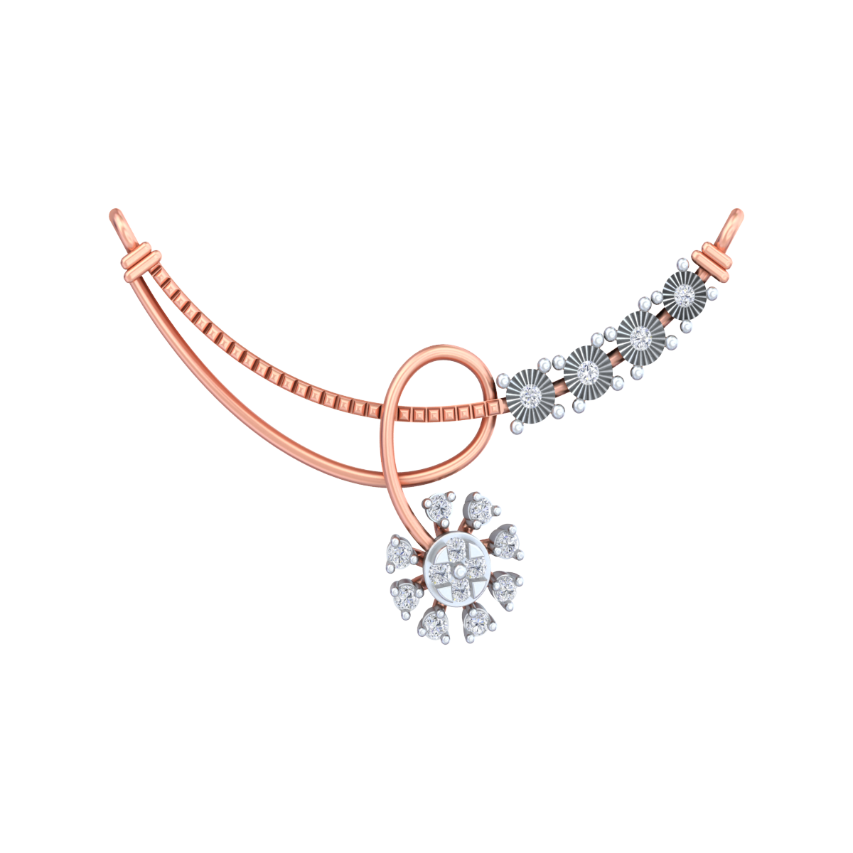 Gold & Diamond Floral Mangalsutra For Women KRC50085