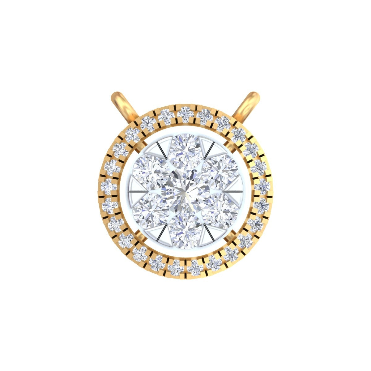 Yellow gold & diamond round mangalsutra on white background
