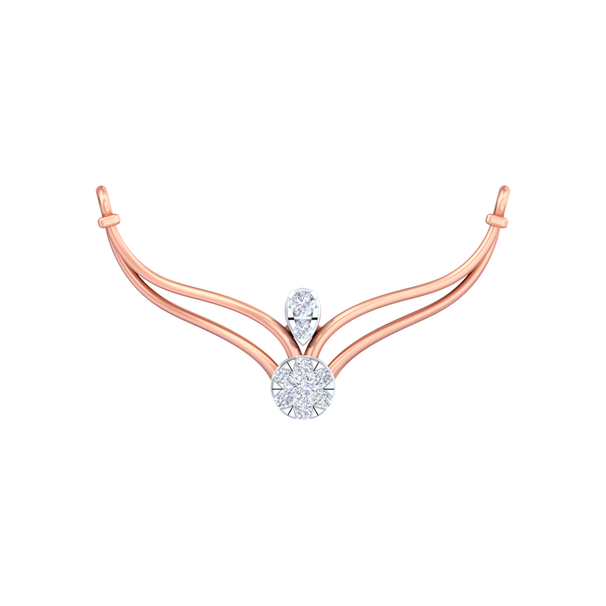 Rose gold mangalsutra with diamond  on a white background