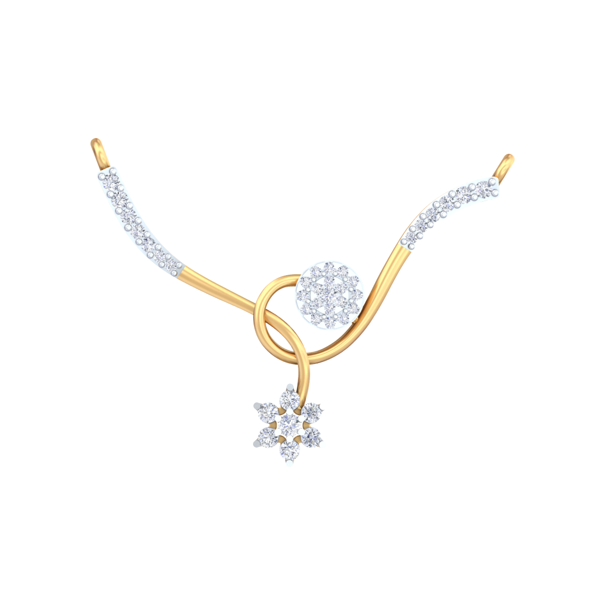 Gold & Diamond Floral Mangalsutra For Women KRC50087