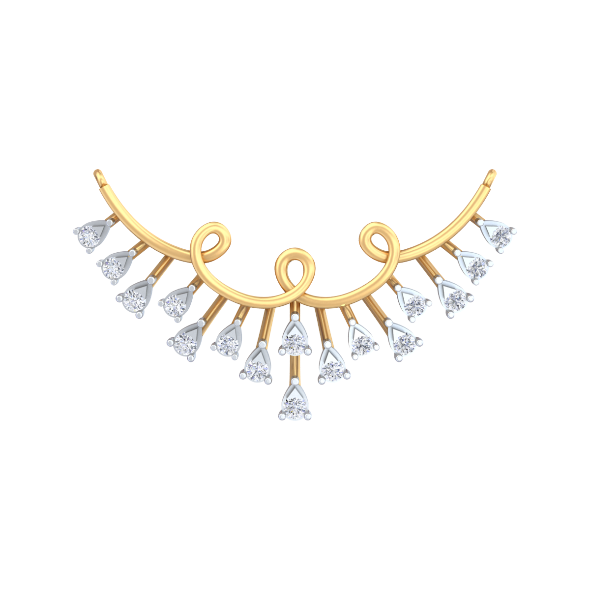 Yellow gold & diamond floral mangalsutra on white background
