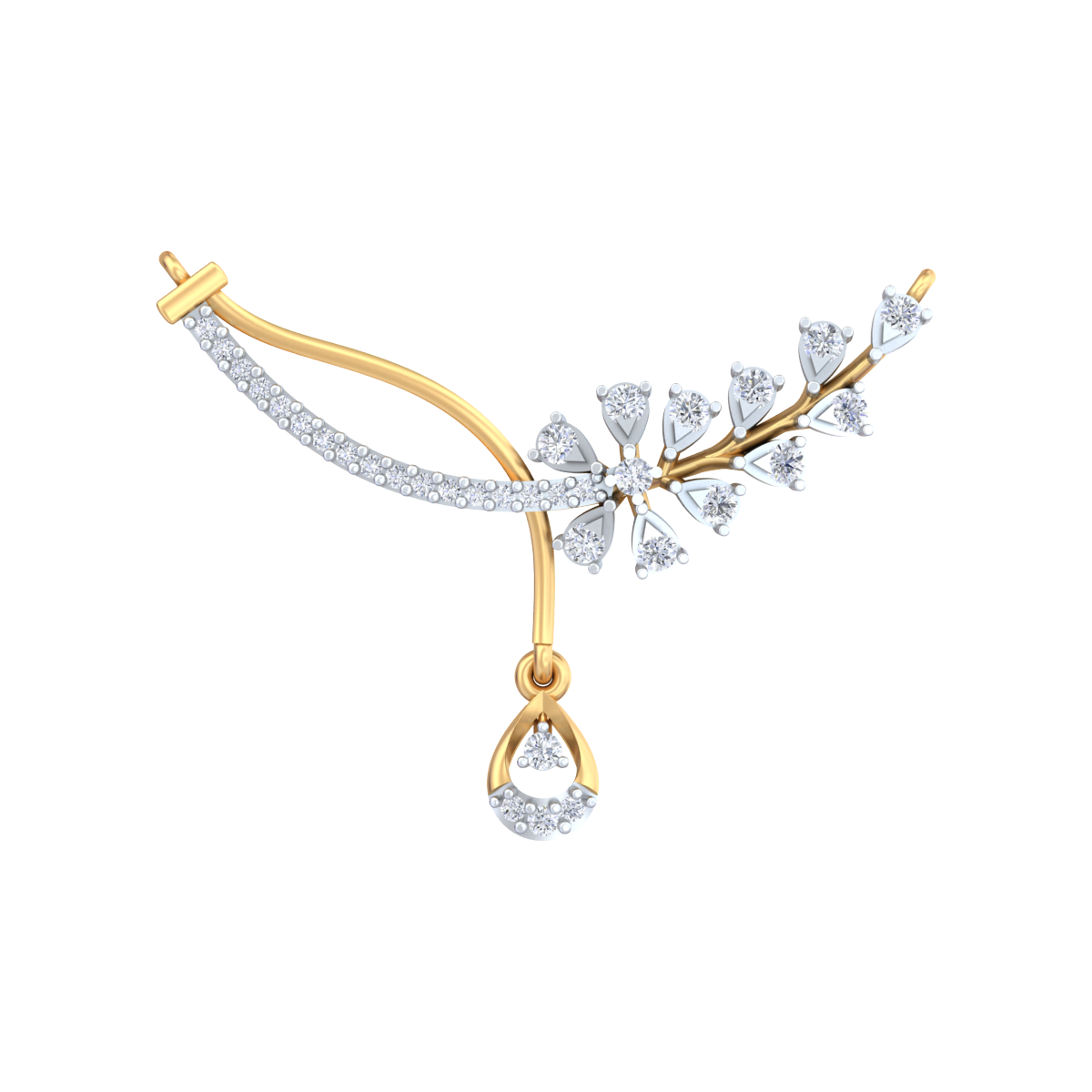 Gold & Diamond Floral Mangalsutra For Women KRC50093