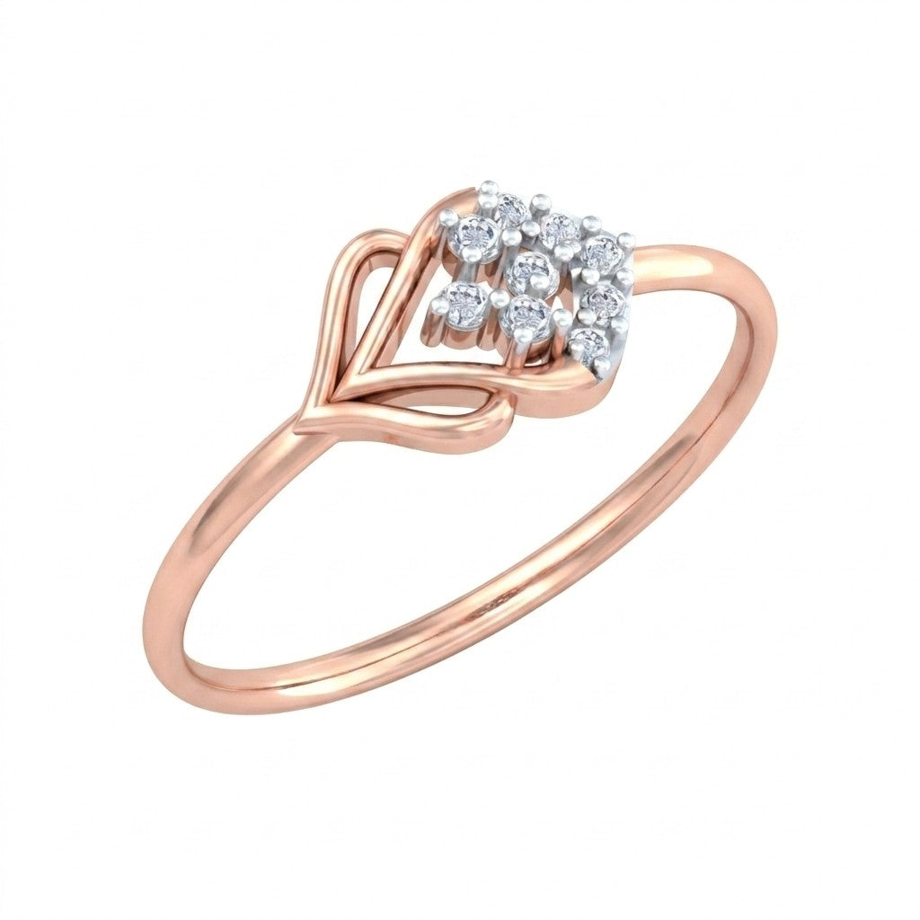 Rose gold and diamond with cluster setting on a white background