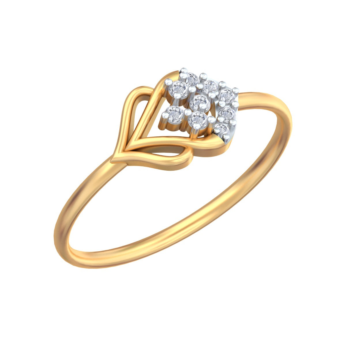 Yellow gold and diamond with cluster setting on a white background